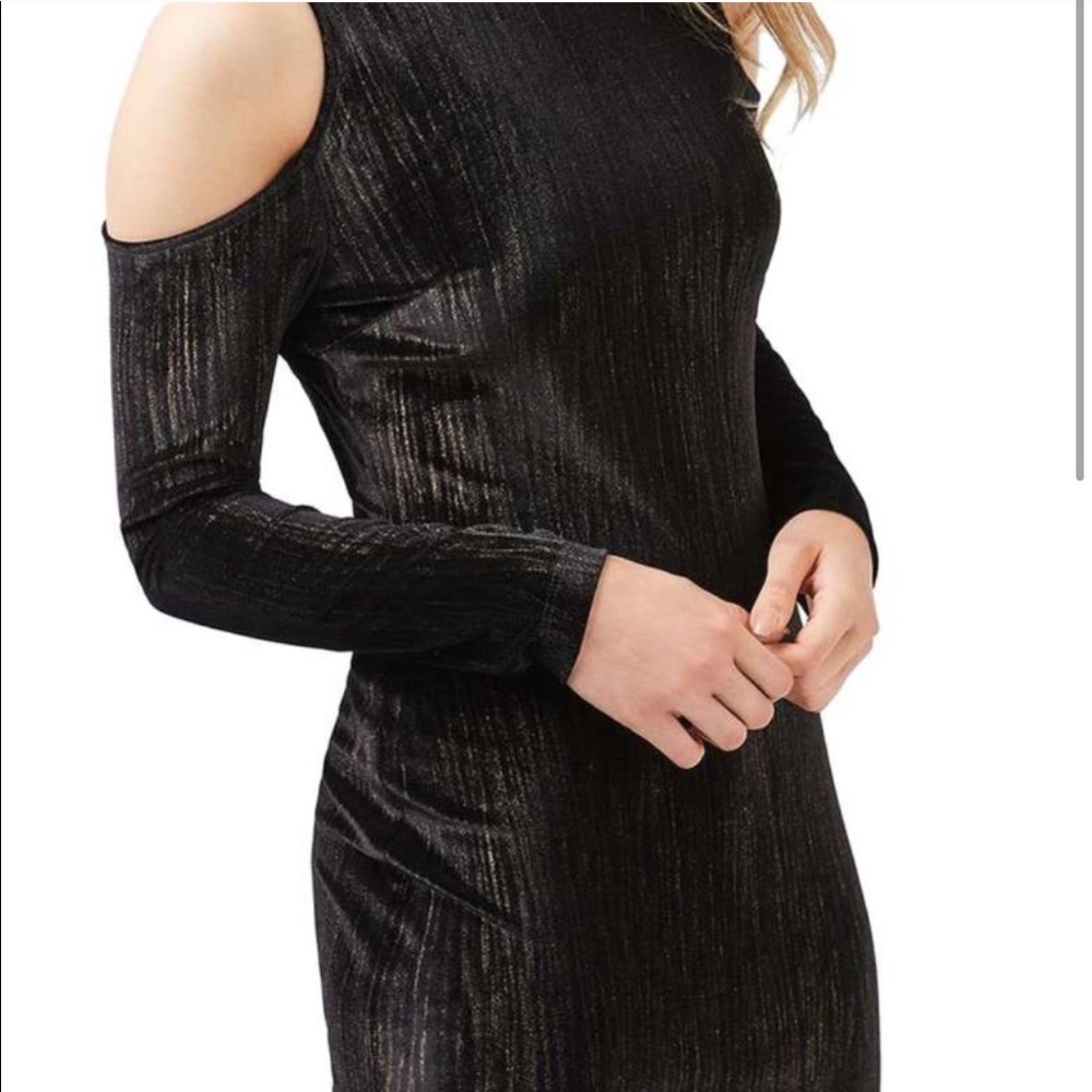 NWT Topshop black velour dress cold shoulder